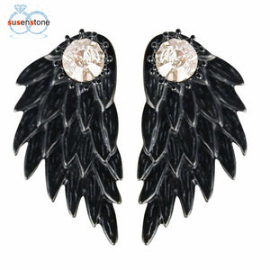 ANGEL WINGS RHINESTONE ALLOY EARRINGS - FussyKits