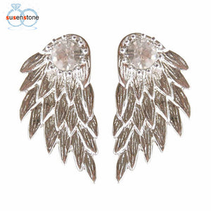 ANGEL WINGS RHINESTONE ALLOY EARRINGS - FussyKits