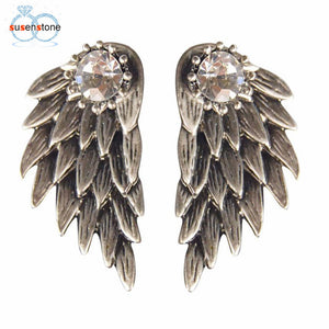 ANGEL WINGS RHINESTONE ALLOY EARRINGS - FussyKits