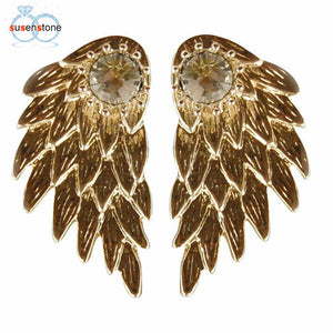 ANGEL WINGS RHINESTONE ALLOY EARRINGS - FussyKits